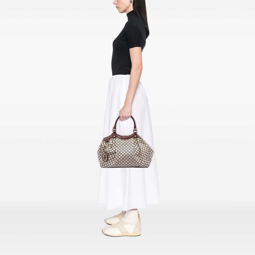 Gucci Medium Diamante Canvas Sukey Tote Beige Very good condition - Box View