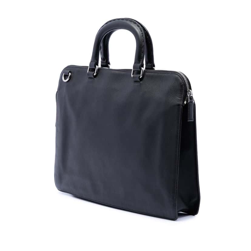 Prada Saffiano Business Bag Black Leather Very good condition - Back View