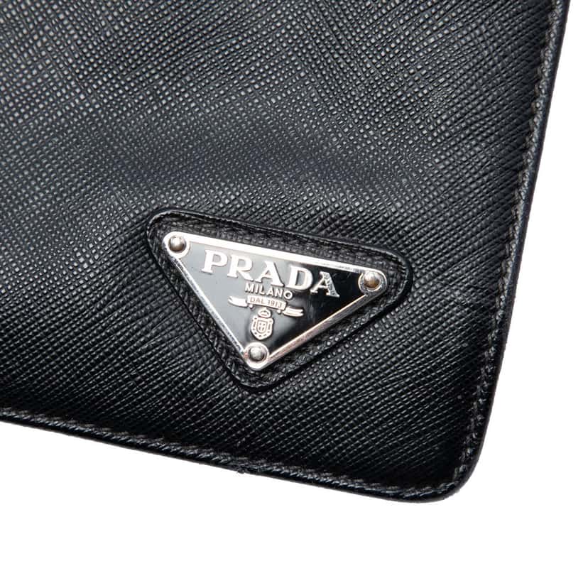 Prada Saffiano Business Bag Black Leather Very good condition - Box View