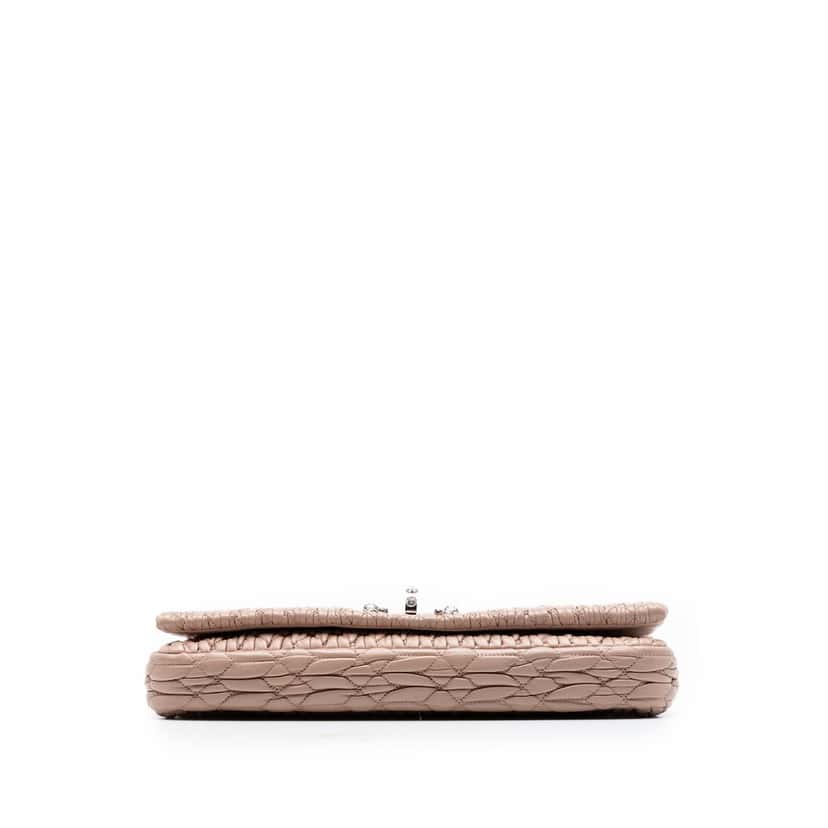 Miu Miu Matelasse Nappa Crystal Chain Satchel Brown Leather Very good condition - Inside View