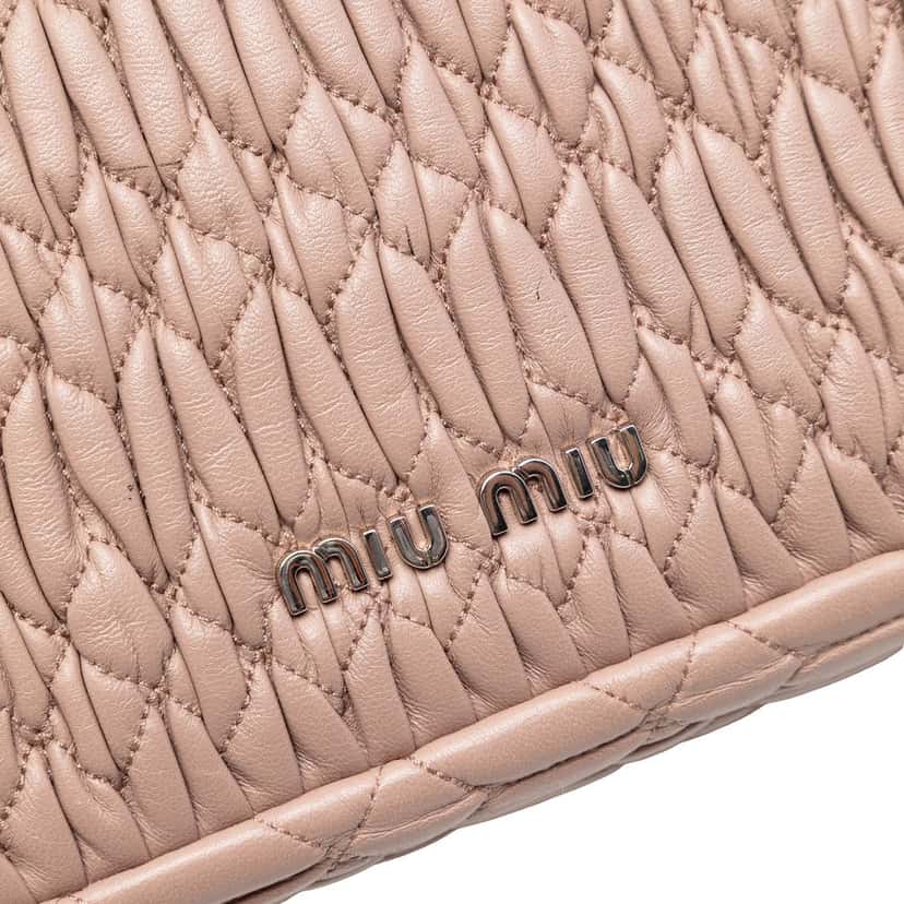 Miu Miu Matelasse Nappa Crystal Chain Satchel Brown Leather Very good condition - Box View