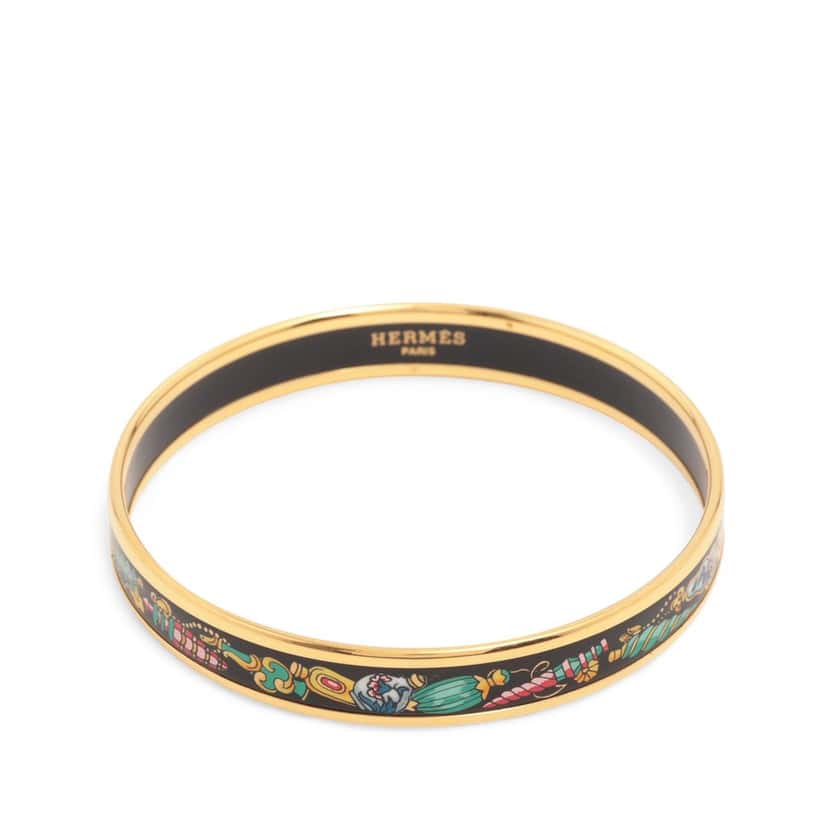 Hermès Narrow Enamel Qu Importe le Flacon Bangle 65 Black Very good condition - Front View
