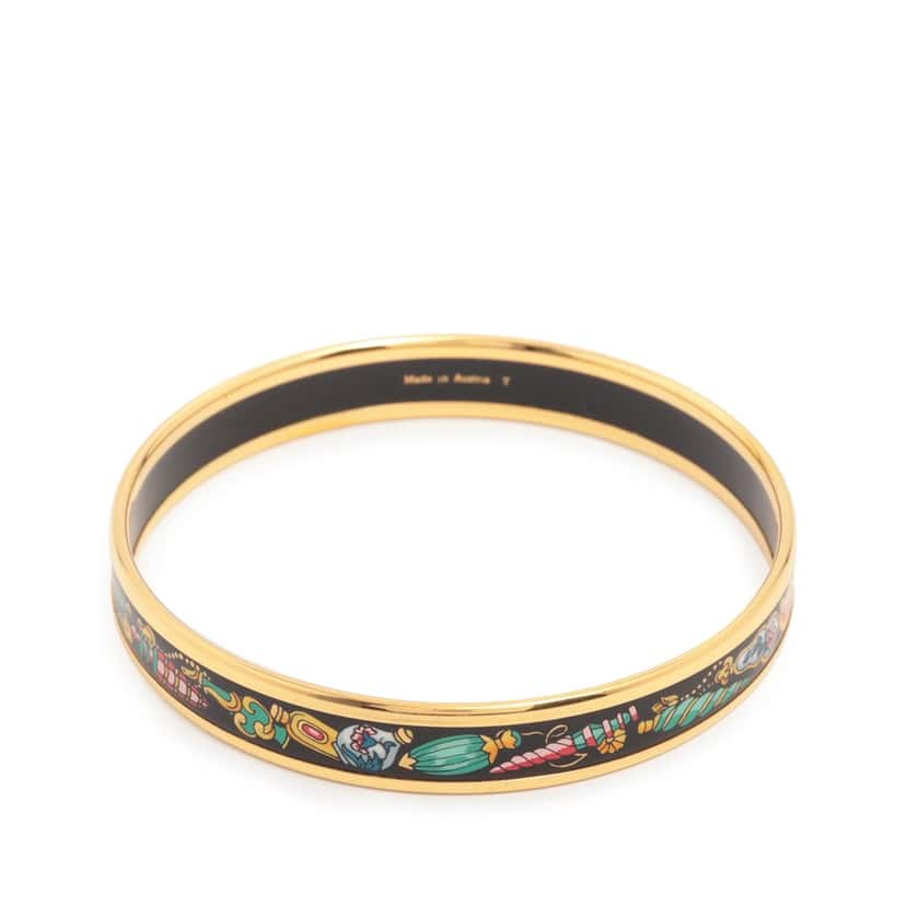Hermès Narrow Enamel Qu Importe le Flacon Bangle 65 Black Very good condition - Back View