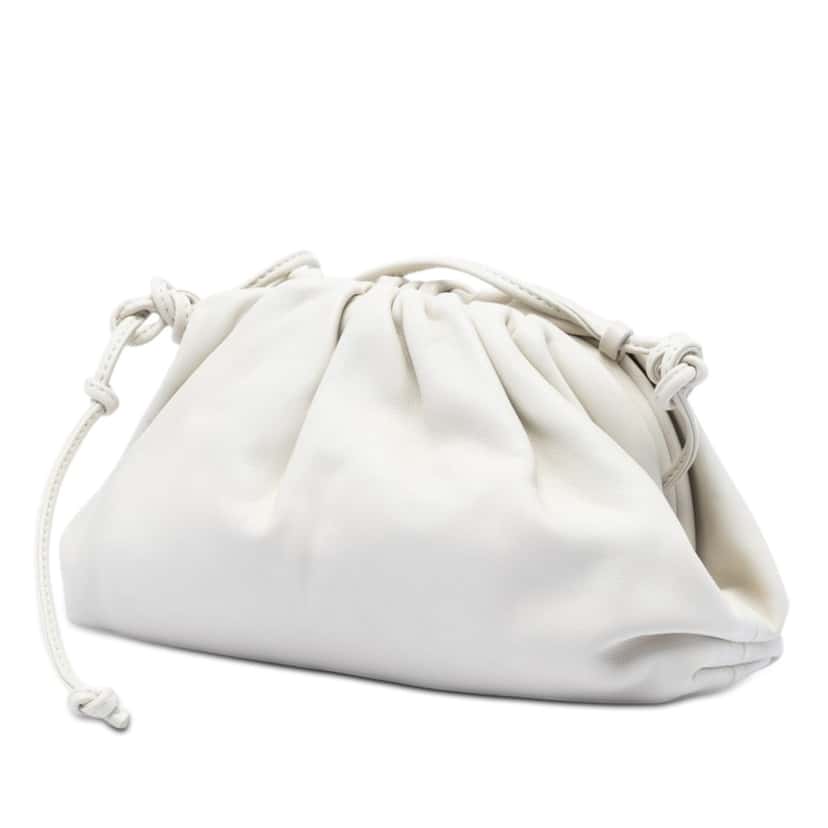 Bottega Veneta Lambskin The Mini Pouch Crossbody White Leather Very good condition - Back View