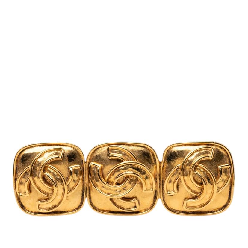 Chanel Gold Plated Triple CC Brooch Gold Metal Very good condition - Front View