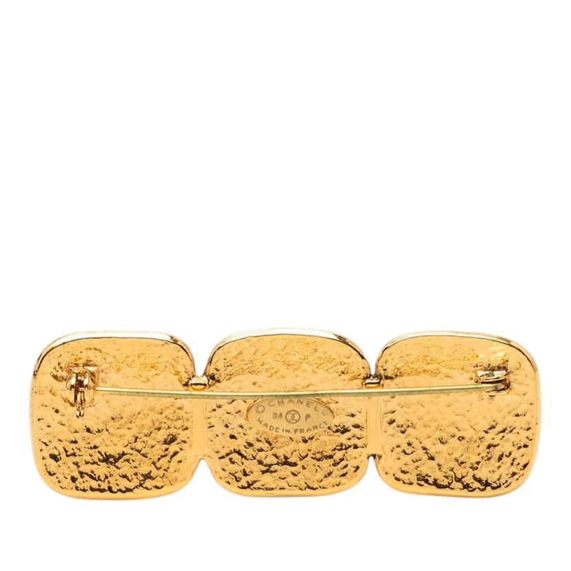 Chanel Gold Plated Triple CC Brooch Gold Metal Very good condition - Back View