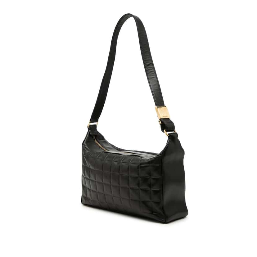 Chanel Medium Lambskin Chocolate Bar Shoulder Bag Black Leather Very good condition - Back View