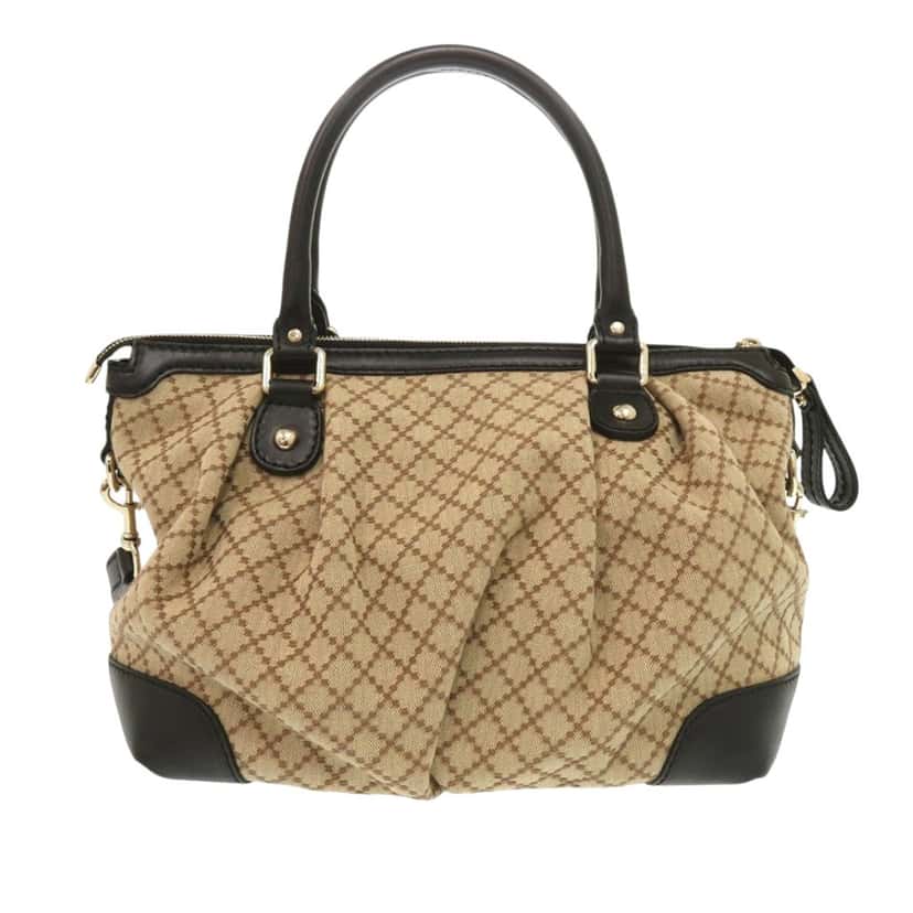 Gucci Diamante Canvas Sukey Satchel Beige Very good condition - Back View