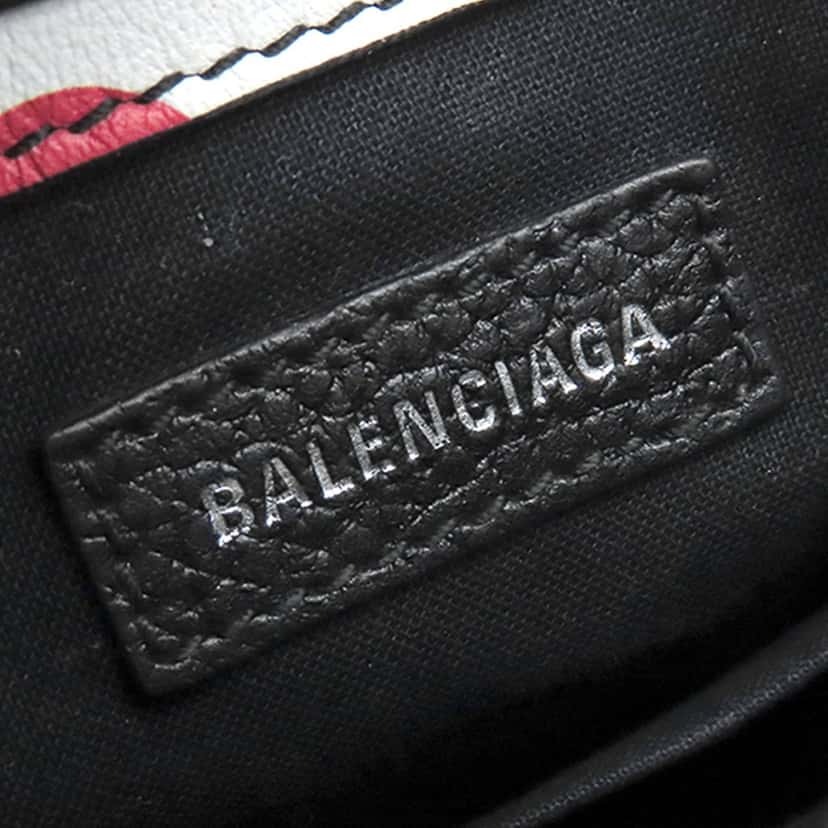 Balenciaga Mini Calfskin Bonjour Paris Shopping Phone Holder White Leather Very good condition - Box View