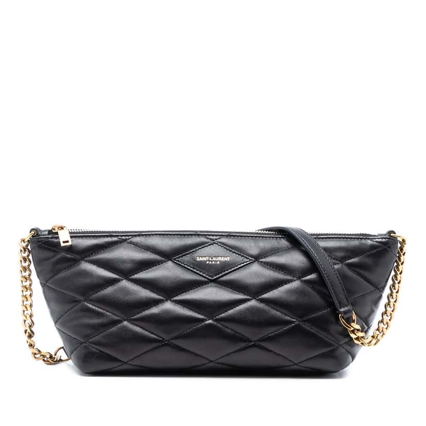 Saint Laurent Mini Quilted Lambskin Sade Shoulder Bag Black Leather Never worn, with tag - Front View