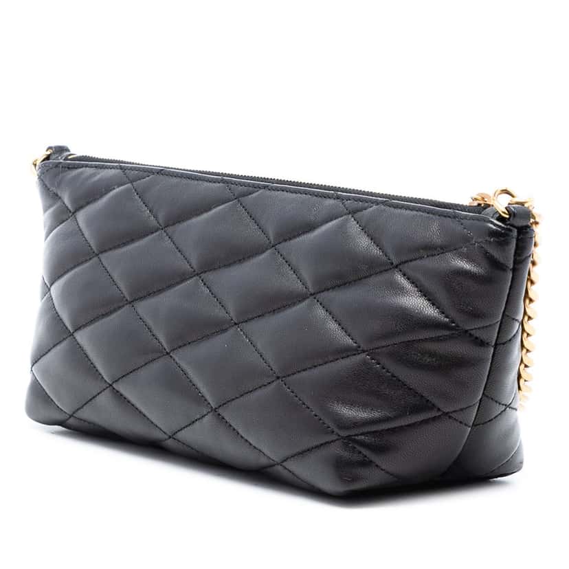 Saint Laurent Mini Quilted Lambskin Sade Shoulder Bag Black Leather Never worn, with tag - Back View