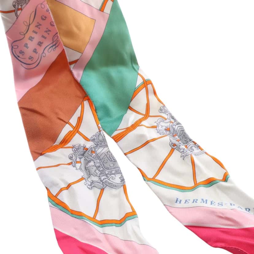Hermès Springs Springs Silk Twilly Scarf Pink Very good condition - Inside View