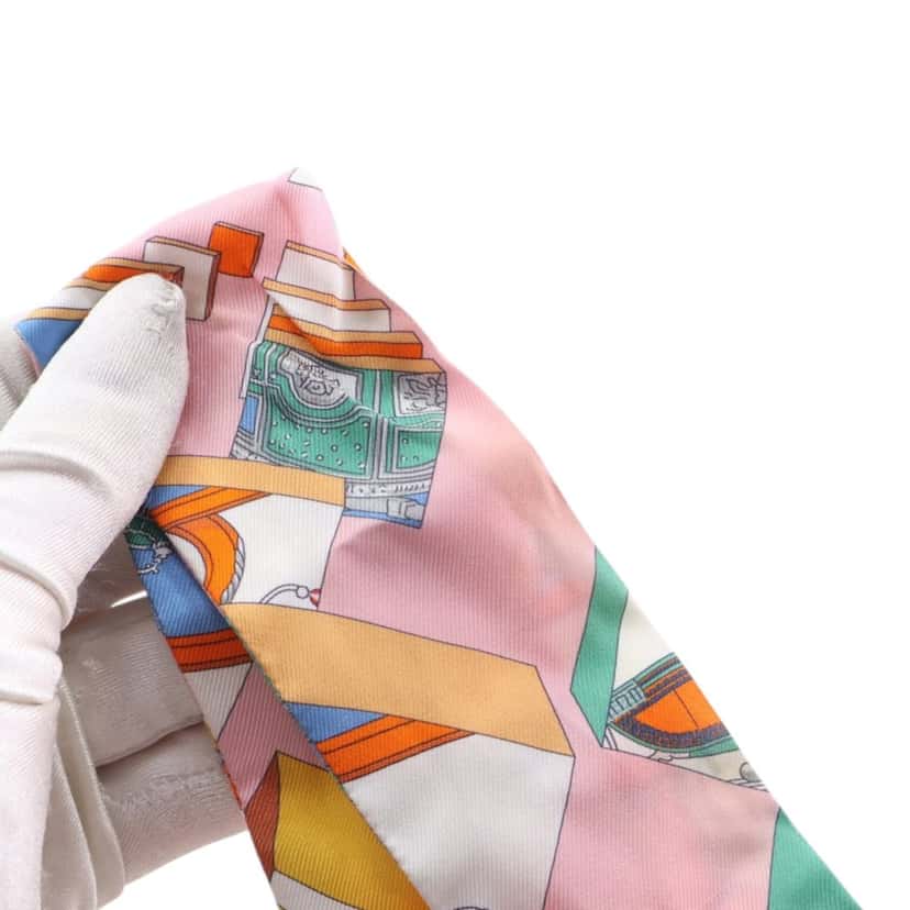 Hermès Springs Springs Silk Twilly Scarf Pink Very good condition - Box View