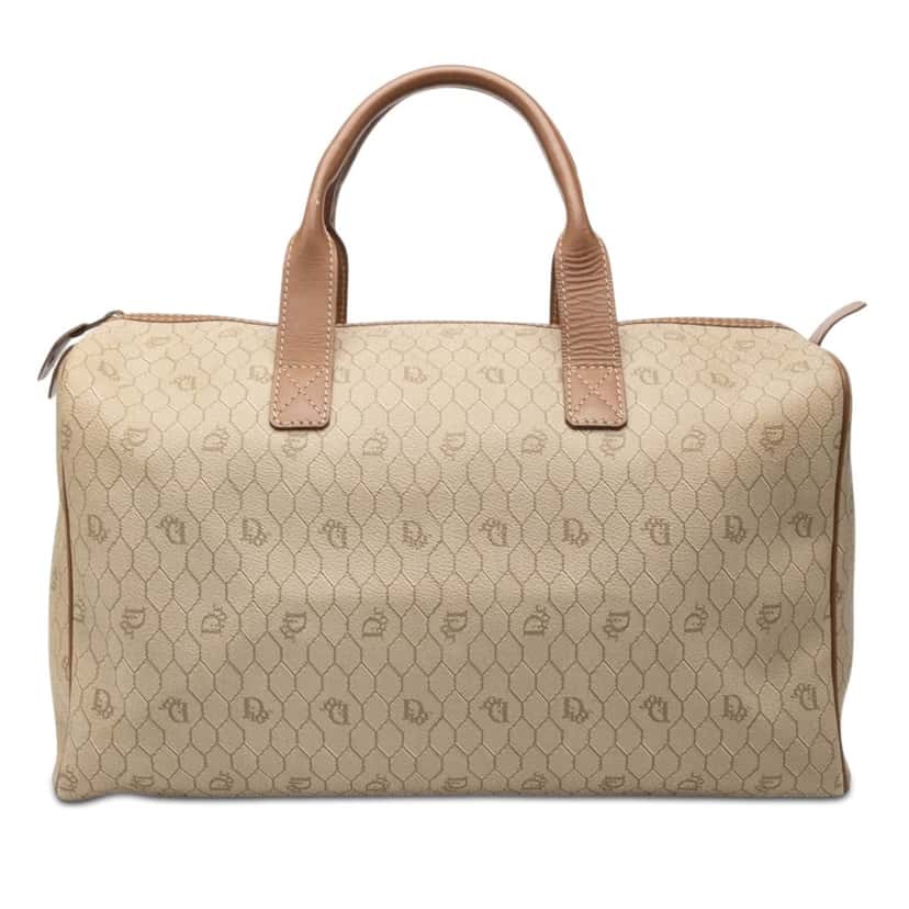 Dior Honeycomb Coated Canvas Boston Bag Beige Very good condition - Front View