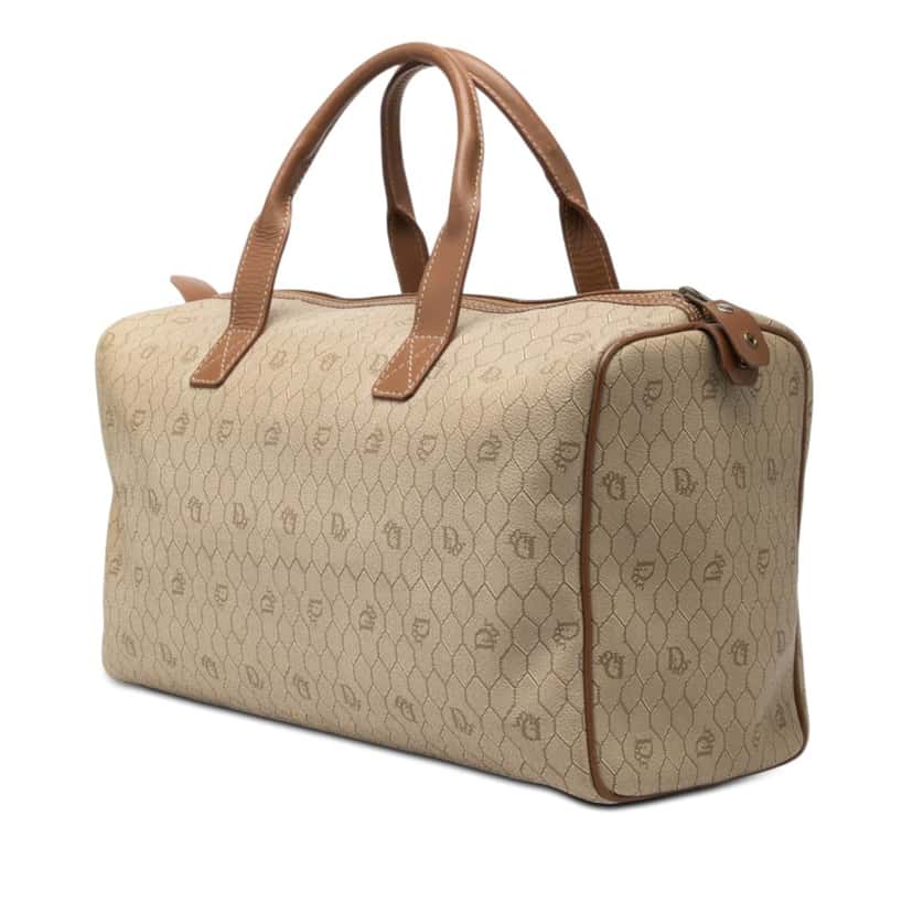 Dior Honeycomb Coated Canvas Boston Bag Beige Very good condition - Back View