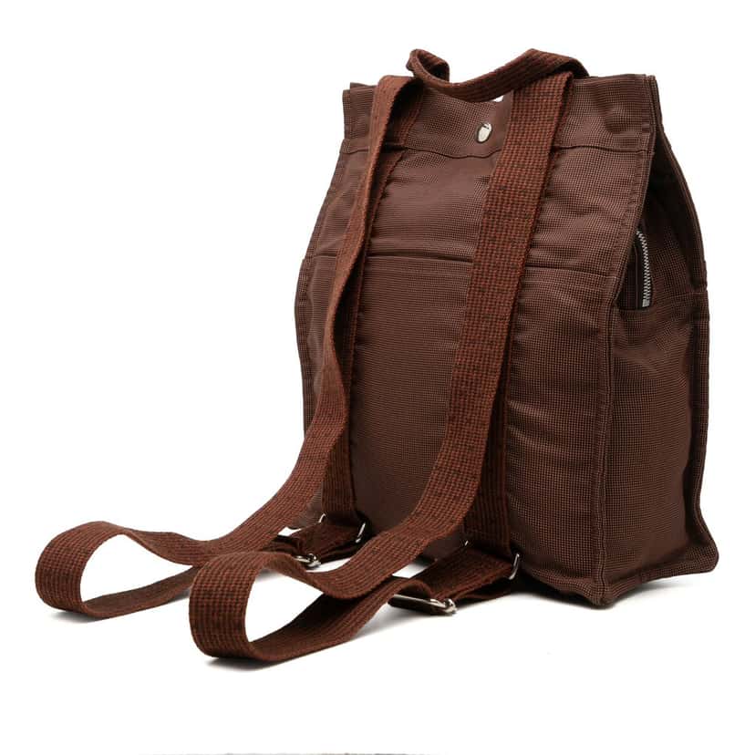 Hermès Canvas Herline Backpack MM Brown Very good condition - Back View