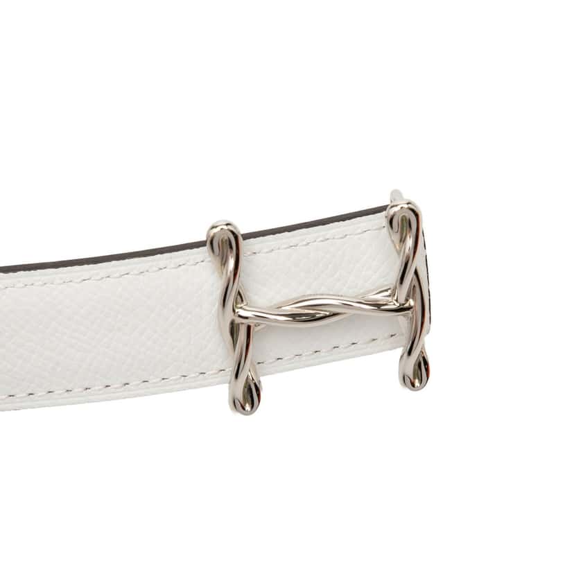 Hermès Swift and Epsom H Torsade Reversible Belt White Leather Very good condition - Box View