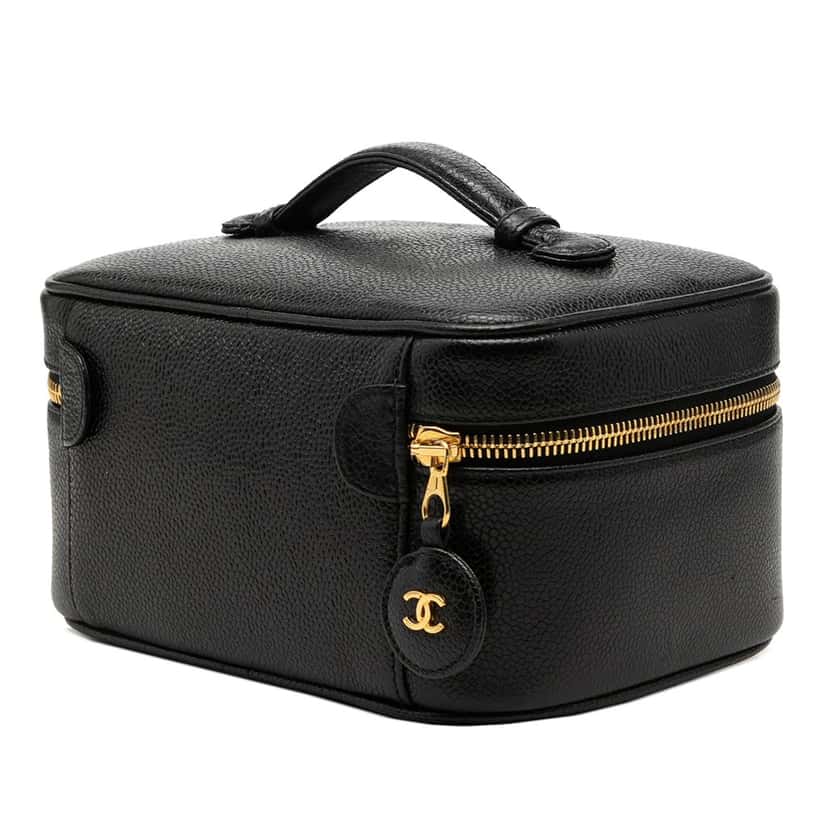 Chanel CC Caviar Vanity Bag Black Leather Very good condition - Back View
