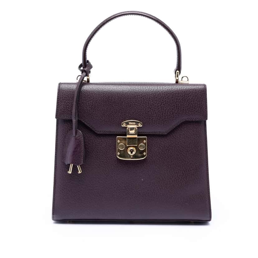 Gucci Calfskin Lady Lock Satchel Purple Leather Very good condition - Front View