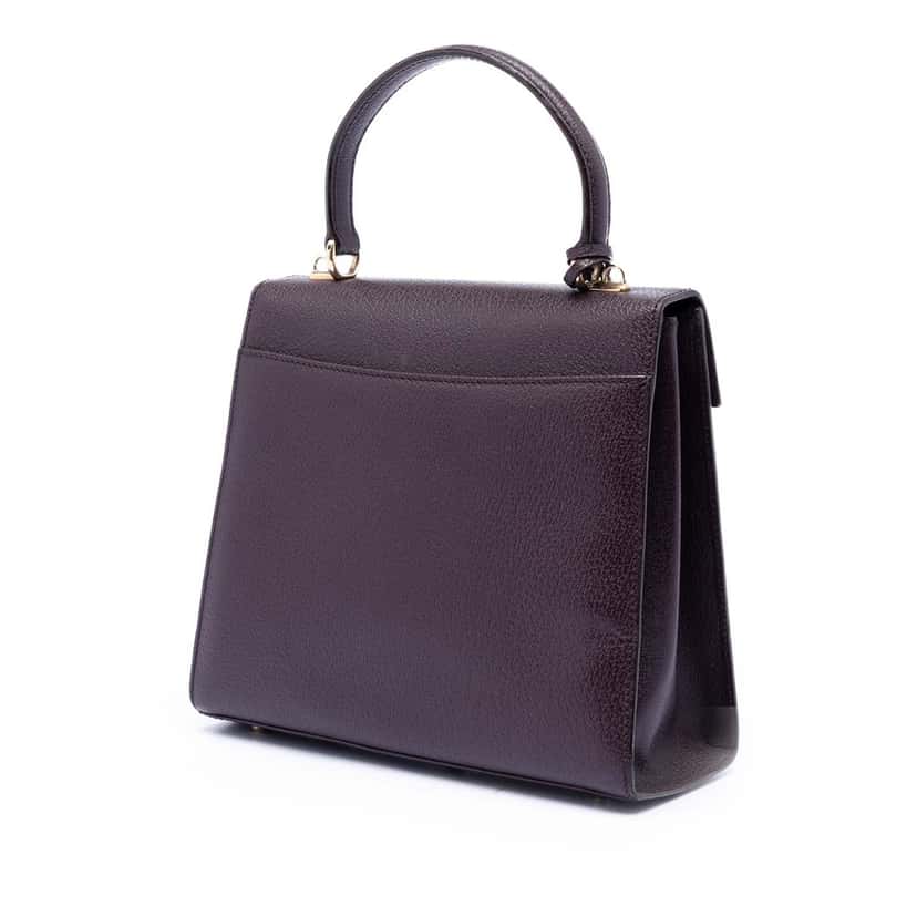 Gucci Calfskin Lady Lock Satchel Purple Leather Very good condition - Back View