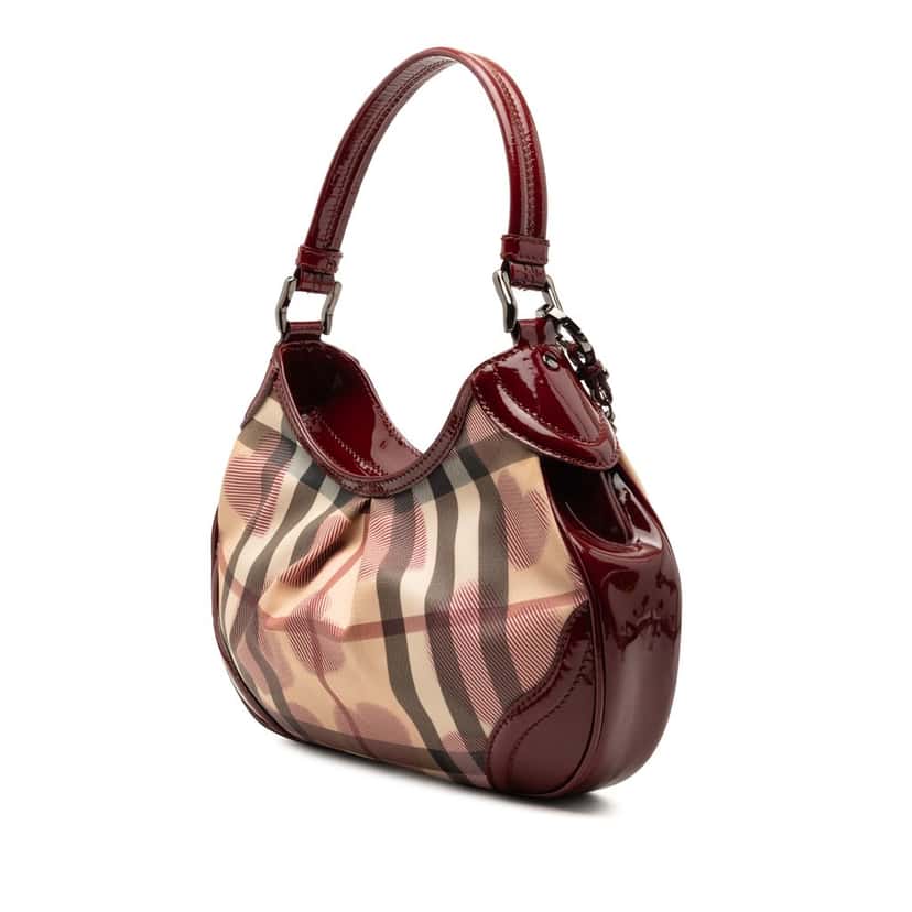 Burberry Small Nova Check Coated Canvas Hearts Hernville Hobo Beige Very good condition - Back View