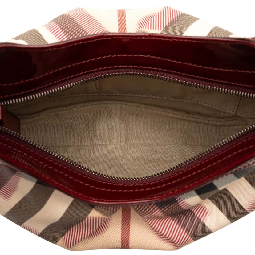 Burberry Small Nova Check Coated Canvas Hearts Hernville Hobo Beige Very good condition - Model View