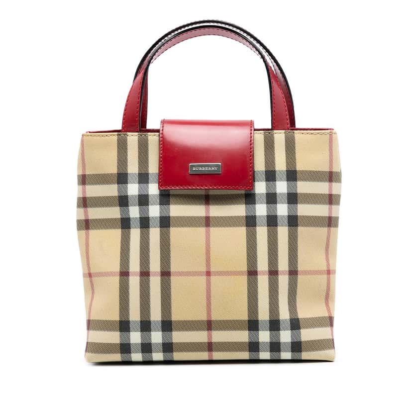 Burberry House Check Coated Canvas Handbag Beige Very good condition - Front View