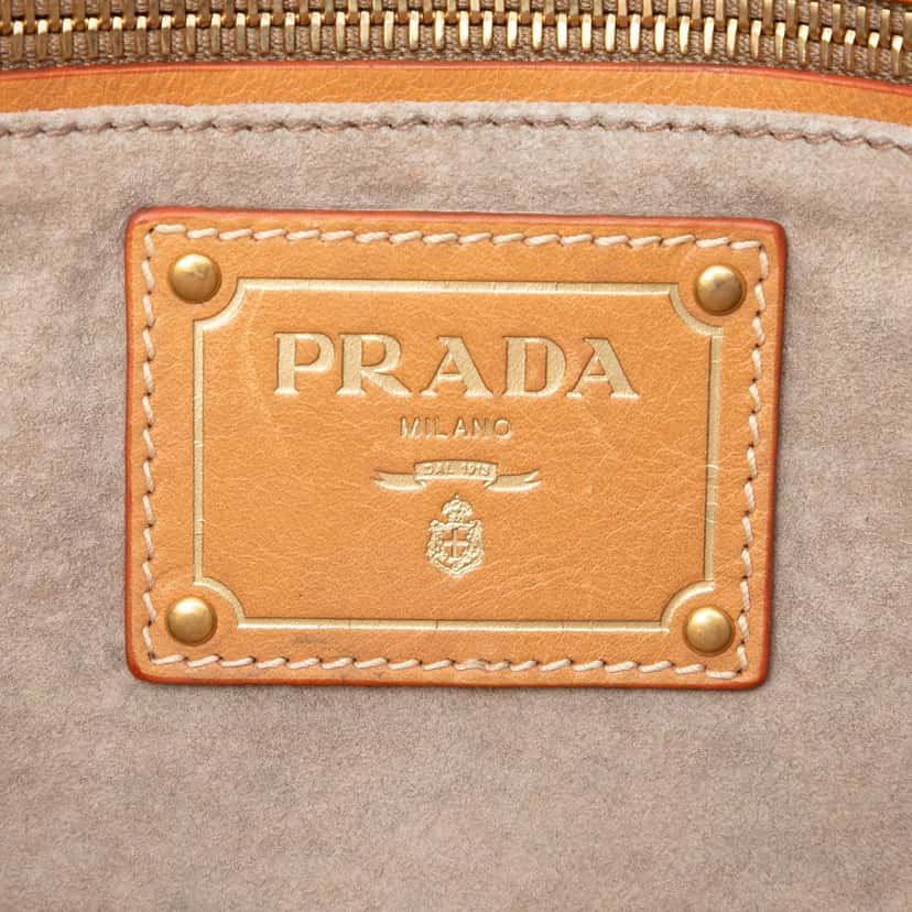 Prada Large Canvas Canapa Righe Striped Satchel Red Very good condition - Box View