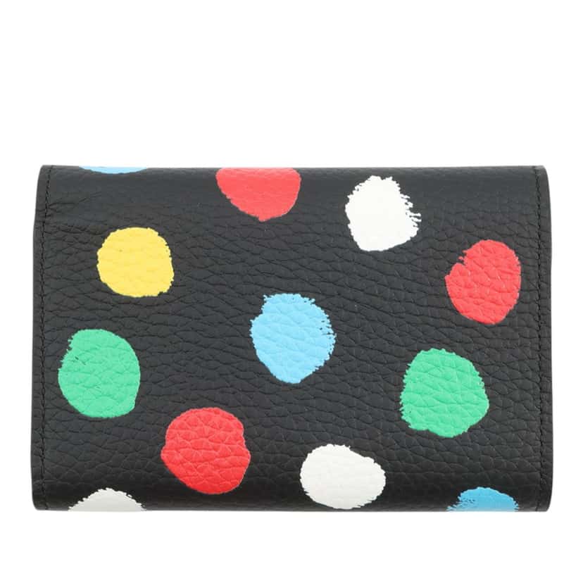 Louis Vuitton Yayoi Kusama Taurillon Capucines Compact Wallet Black Leather Very good condition - Back View
