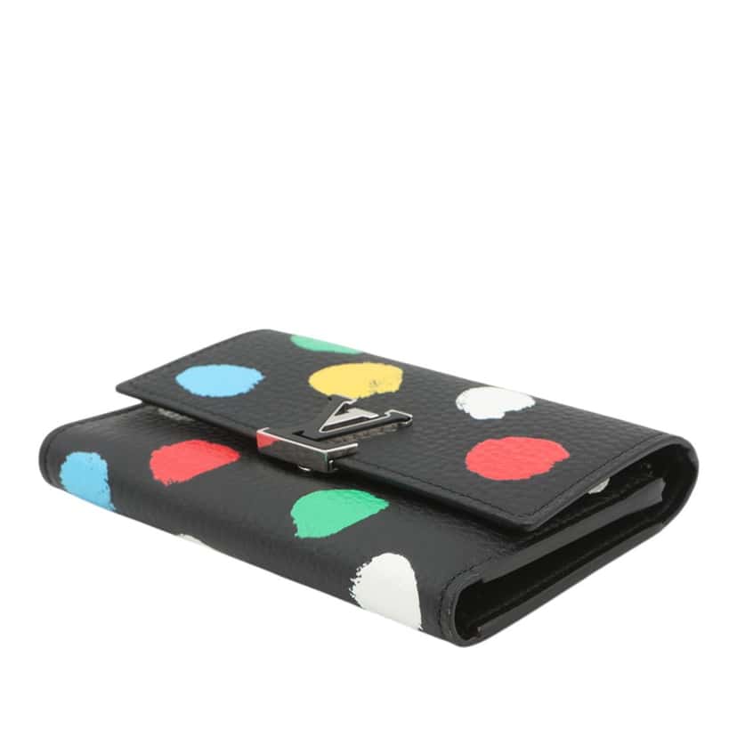 Louis Vuitton Yayoi Kusama Taurillon Capucines Compact Wallet Black Leather Very good condition - Inside View
