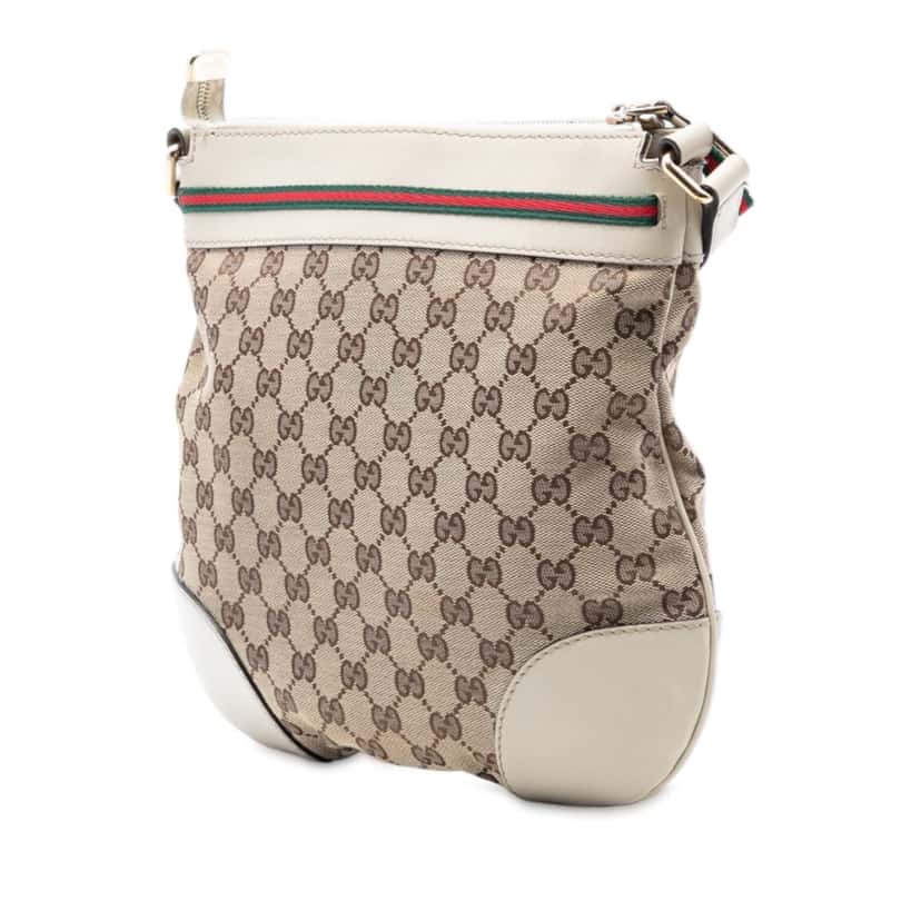 Gucci GG Canvas Web Mayfair Crossbody Beige Very good condition - Back View
