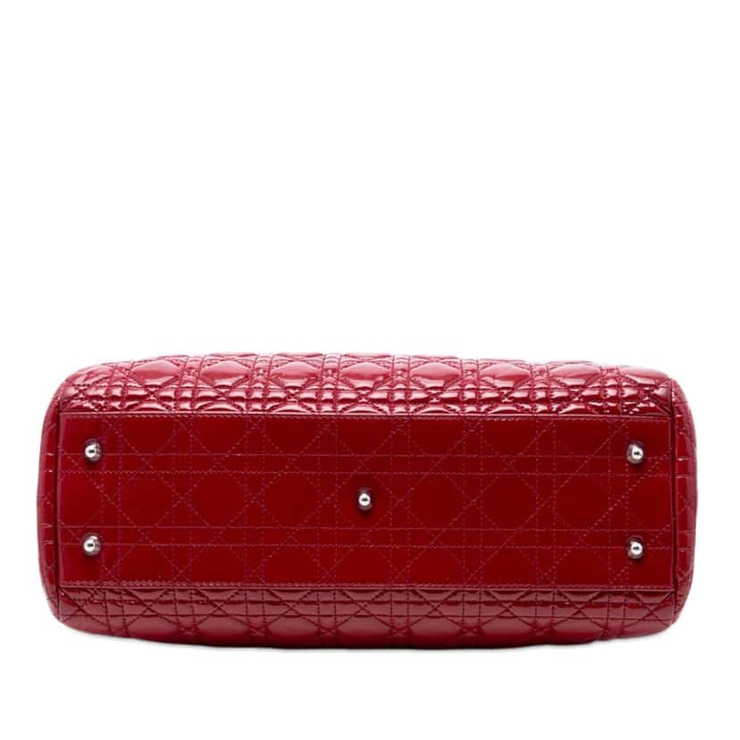Dior Large Patent Cannage Lady Dior Soft Shopping Tote Red Leather Very good condition - Inside View