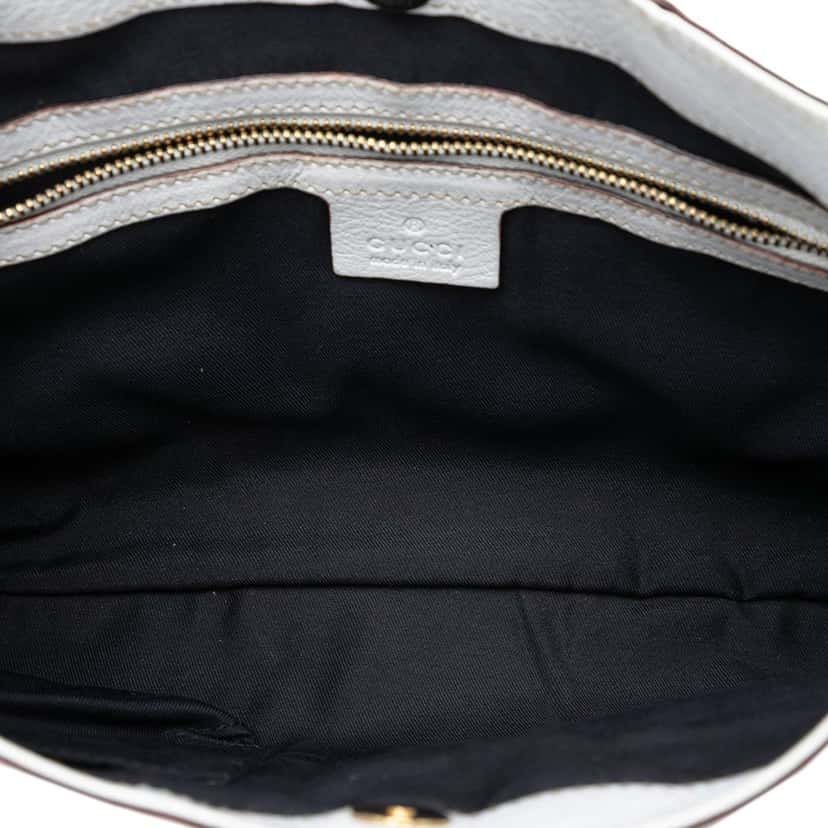 Gucci Calfskin Web Capri Ranch Kid Shoulder Bag White Leather Very good condition - Model View
