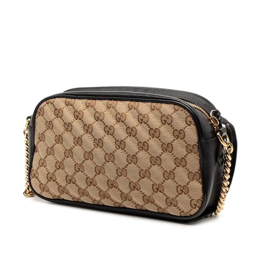 Gucci Small GG Marmont Matelasse GG Canvas and Leather Crossbody Beige Very good condition - Back View