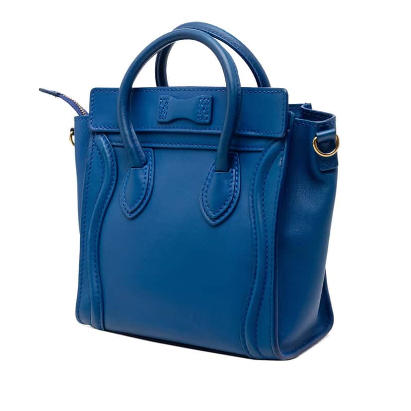 Celine Nano Leather Luggage Tote Blue Leather Very good condition - Back View