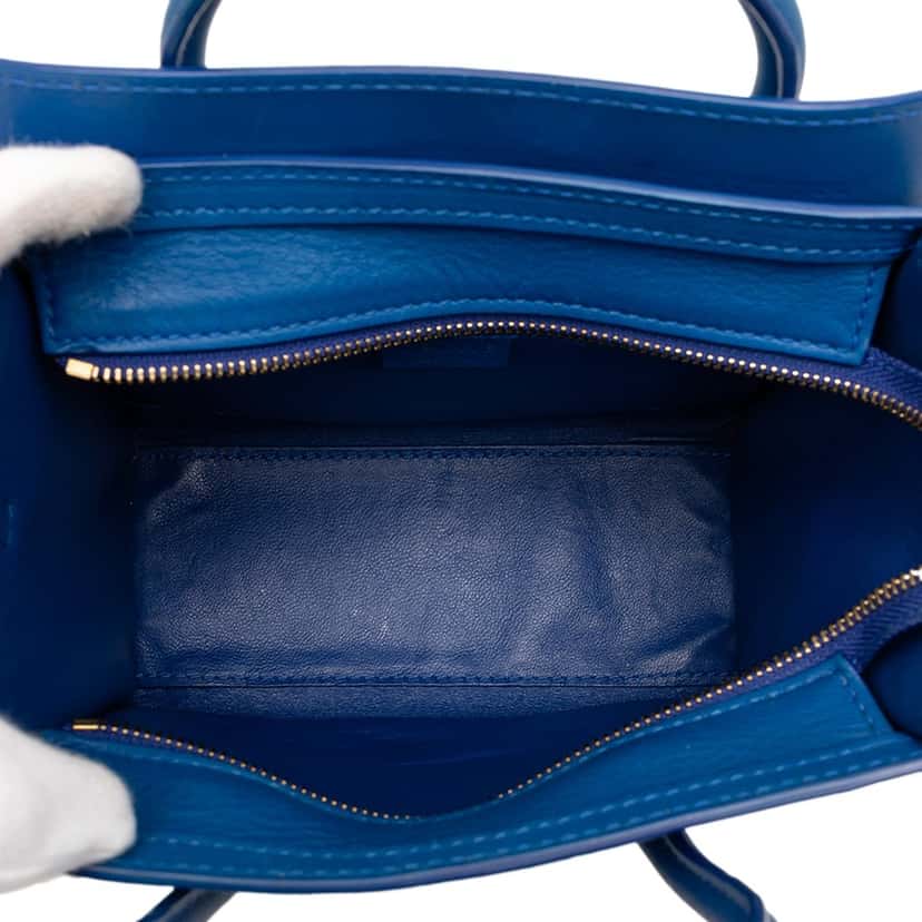 Celine Nano Leather Luggage Tote Blue Leather Very good condition - Model View