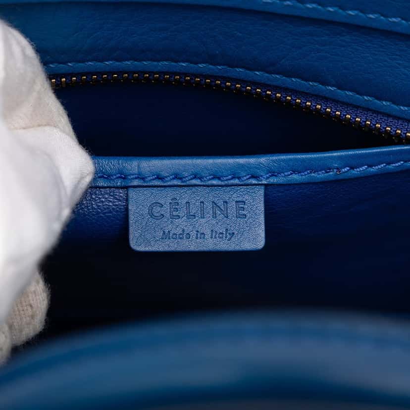 Celine Nano Leather Luggage Tote Blue Leather Very good condition - Box View