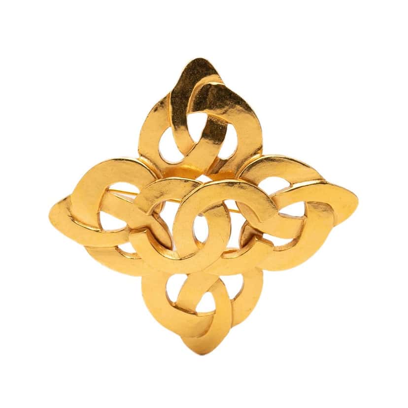 Chanel CC Gold Plated Twisted Brooch Gold Metal Very good condition - Front View