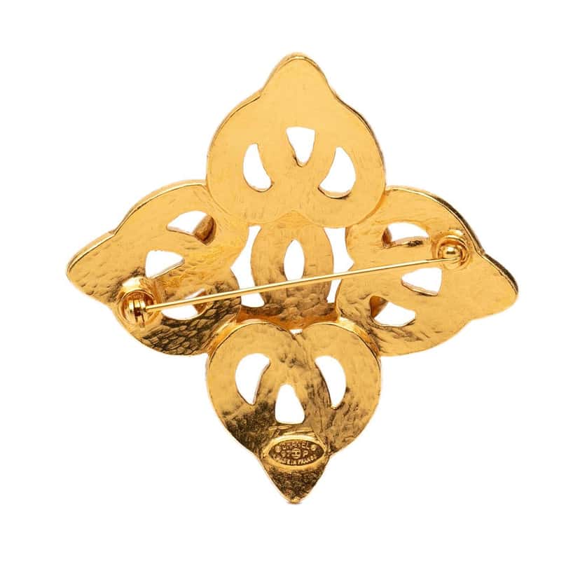 Chanel CC Gold Plated Twisted Brooch Gold Metal Very good condition - Back View