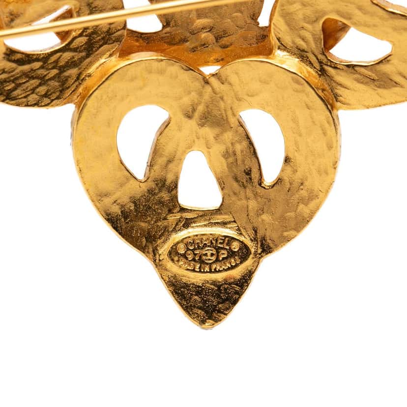 Chanel CC Gold Plated Twisted Brooch Gold Metal Very good condition - Inside View