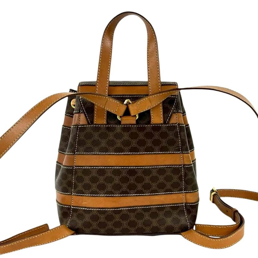 Celine Macadam Coated Canvas Backpack Brown Very good condition - Back View