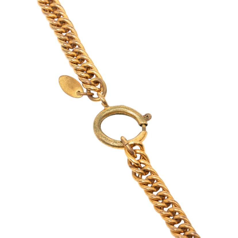Chanel CC Gold Plated Crown Medallion Station Necklace Gold Metal Very good condition - Inside View
