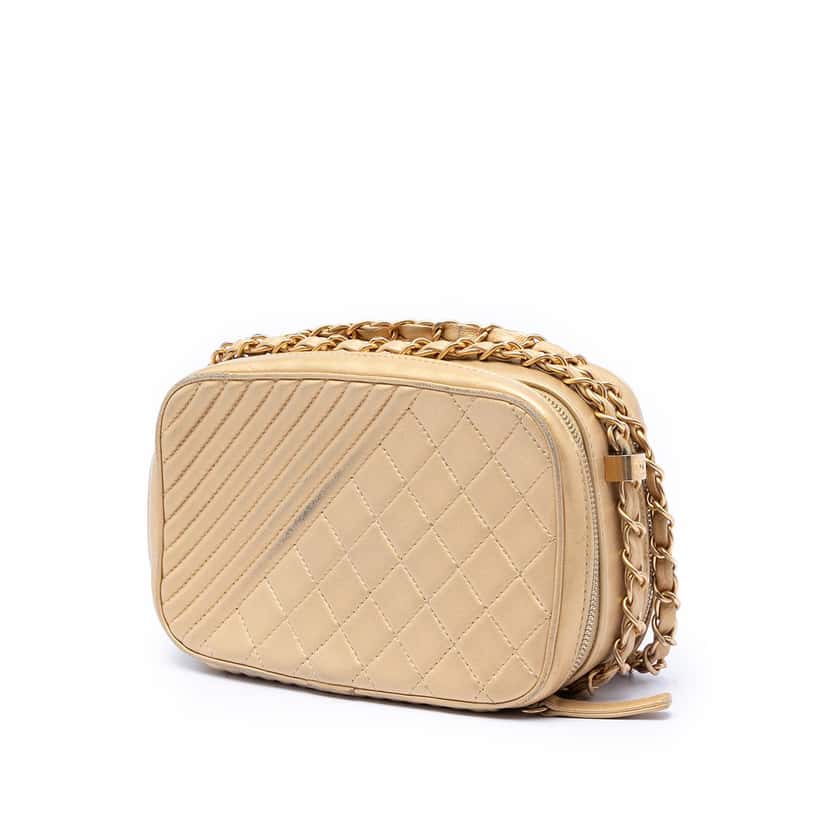 Chanel Small Quilted Lambskin Coco Boy Camera Bag Gold Leather Very good condition - Back View
