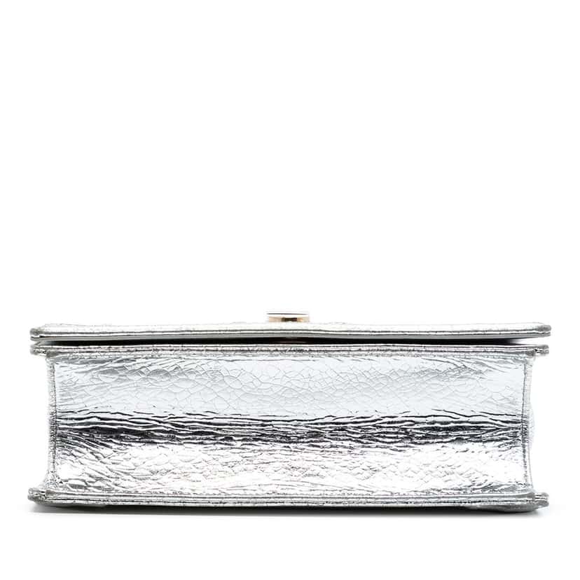 Dior Medium Metallic Crackled Deerskin Diorama Flap Silver Leather Very good condition - Inside View