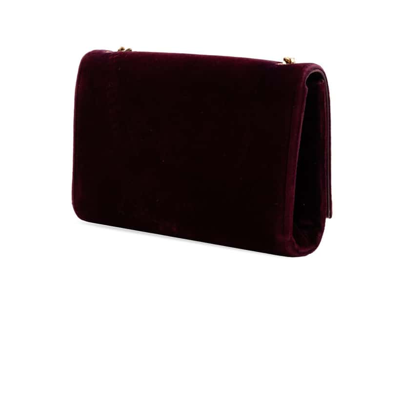 Saint Laurent Small Velvet Monogram Kate Tassel Crossbody Red Very good condition - Back View