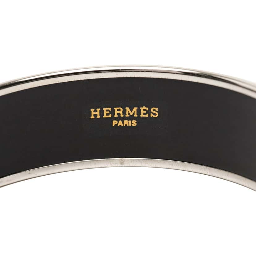 Hermès Wide Printed Enamel Bangle 70 Black Very good condition - Model View