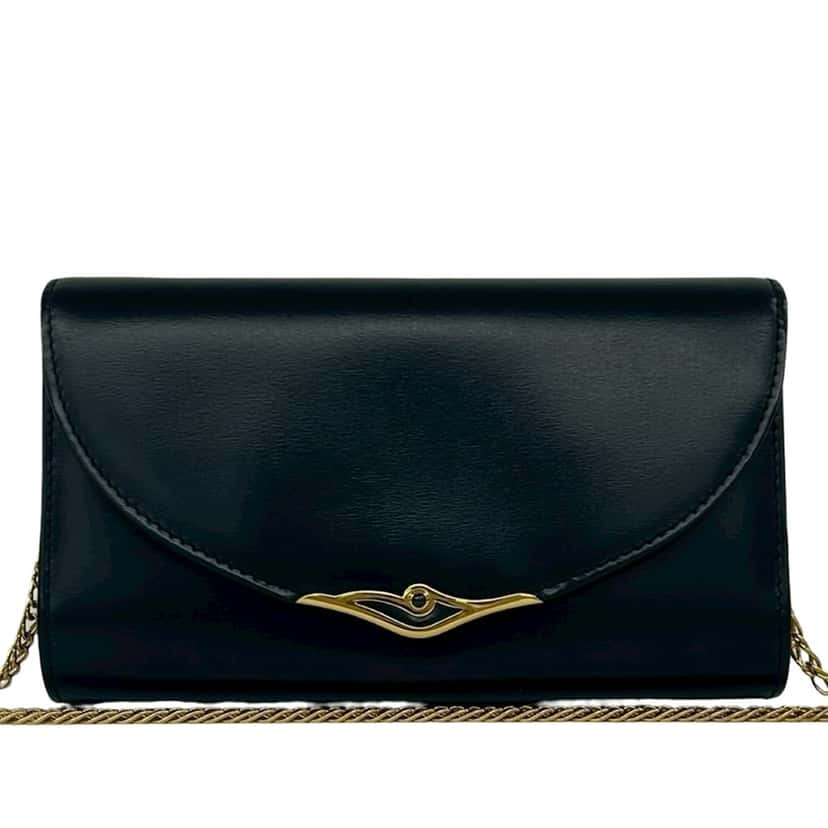 Cartier Leather Sapphire Chain Crossbody Blue Leather Very good condition - Front View