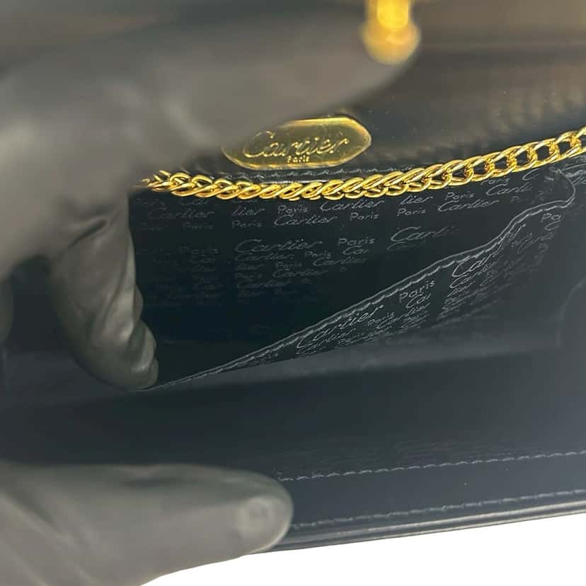 Cartier Leather Sapphire Chain Crossbody Blue Leather Very good condition - Box View