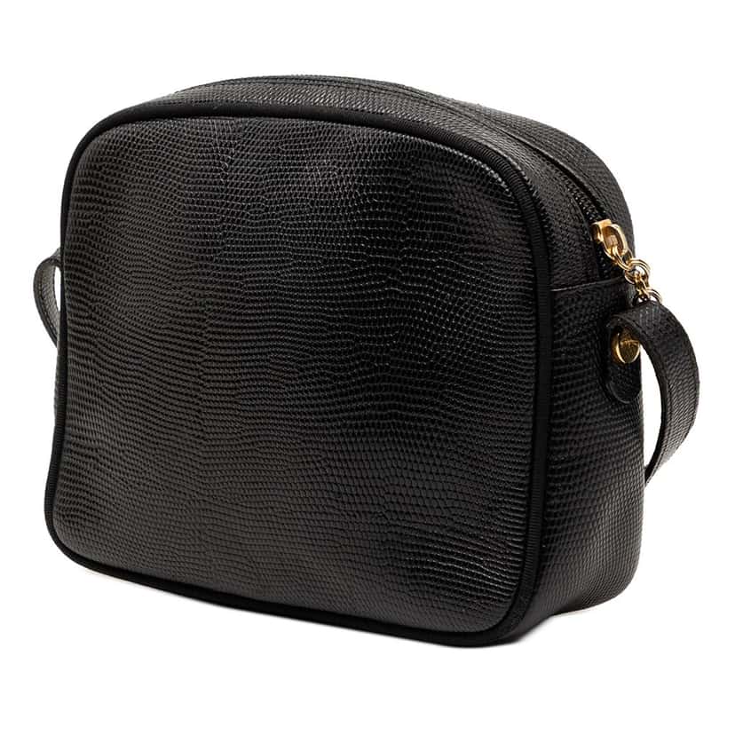 Ferragamo Lizard Embossed Leather Vara Crossbody Black Leather Very good condition - Back View