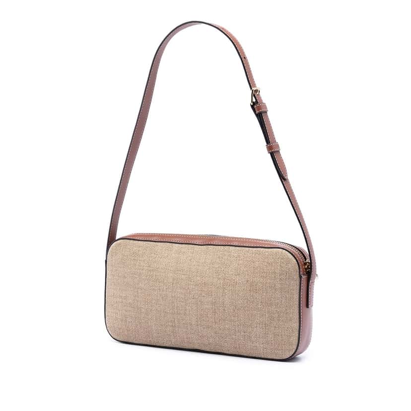 Celine Canvas and Calfskin Cuir Triomphe Camera Shoulder Bag Beige Leather Very good condition - Back View